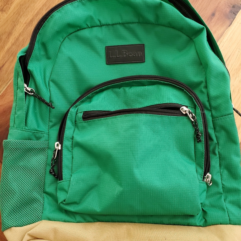 L.L. Bean Green and Tan Kids Backpack